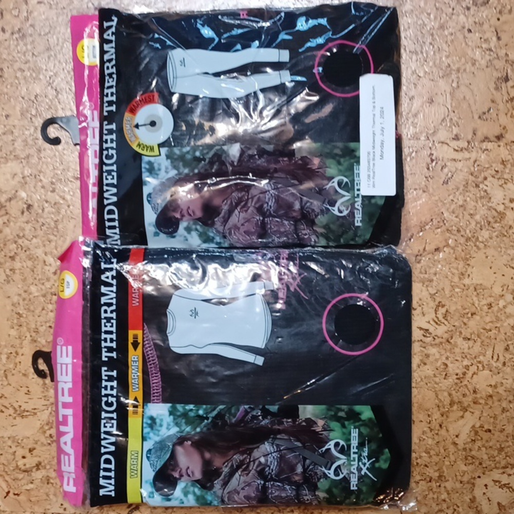 Realtree Midweight Thermal Set Top & Bottom Women's Size L NWT